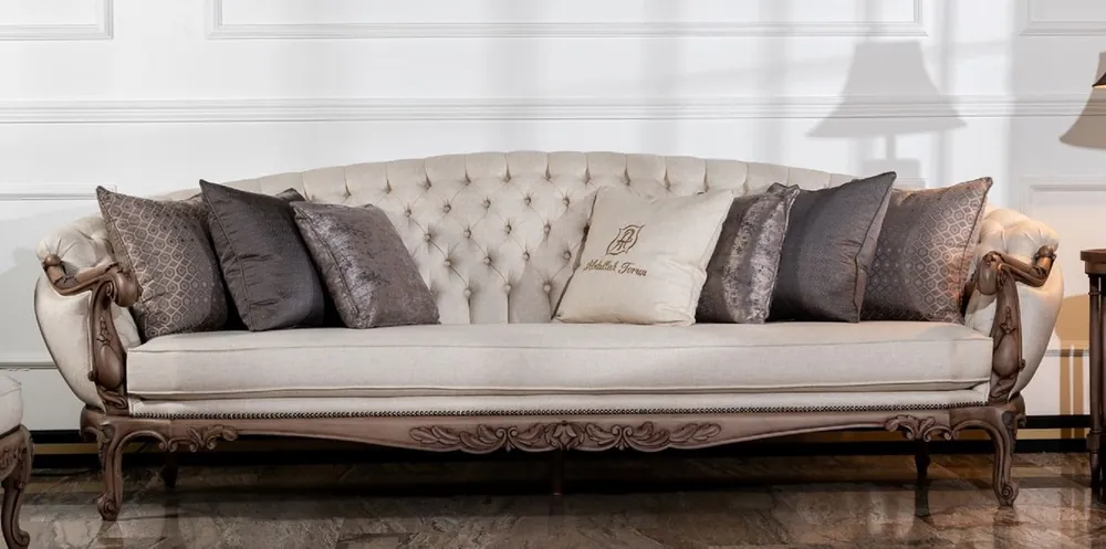 Casa Padrino sofá barroco de lujo crema / marrón - Sofá de salón hecho a mano en estilo barroco - Muebles de salón barrocos Jetzt Bestellen