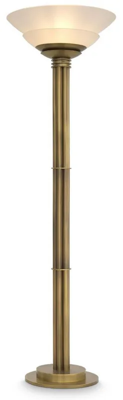 Casa Padrino lámpara de pie de lujo latón antiguo / blanco Ø 60 x A. 195 cm - Lámpara de pie redonda de metal con pantalla de vidrio - Colección de Lujo Angebot