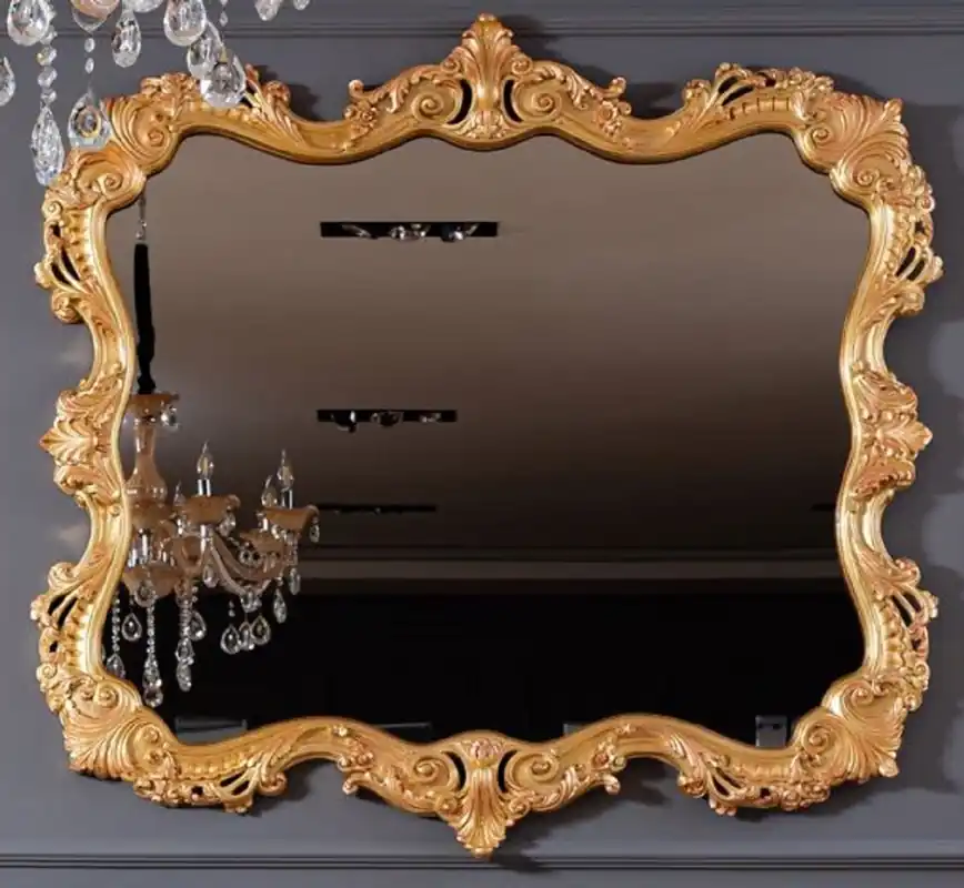 Markenprodukt Casa Padrino espejo barroco de lujo oro - Magnífico espejo de pared de madera maciza en estilo barroco - Muebles barrocos hechos a mano