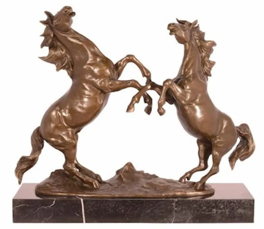 Casa Padrino escultura de bronce de lujo 2 caballos sobre base de mármol bronce / negro 42 x A. 36,5 cm - Figura de Bronce - Figura Decorativa - Accesorios Decorativos Jetzt Kaufen