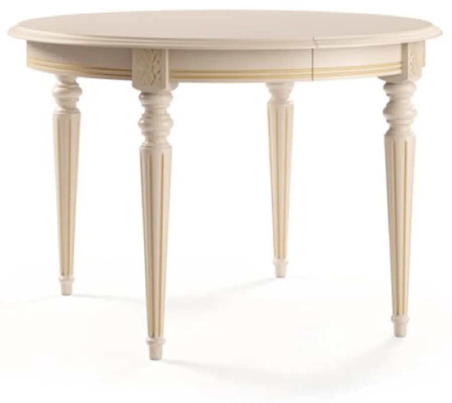 Casa Padrino mesa de comedor barroco de lujo crema / oro 100-200 x 100 x A. 77,5 cm - Mesa de comedor extensible redonda de madera maciza - Muebles de comedor barrocos Versand Am Gleichen Tag