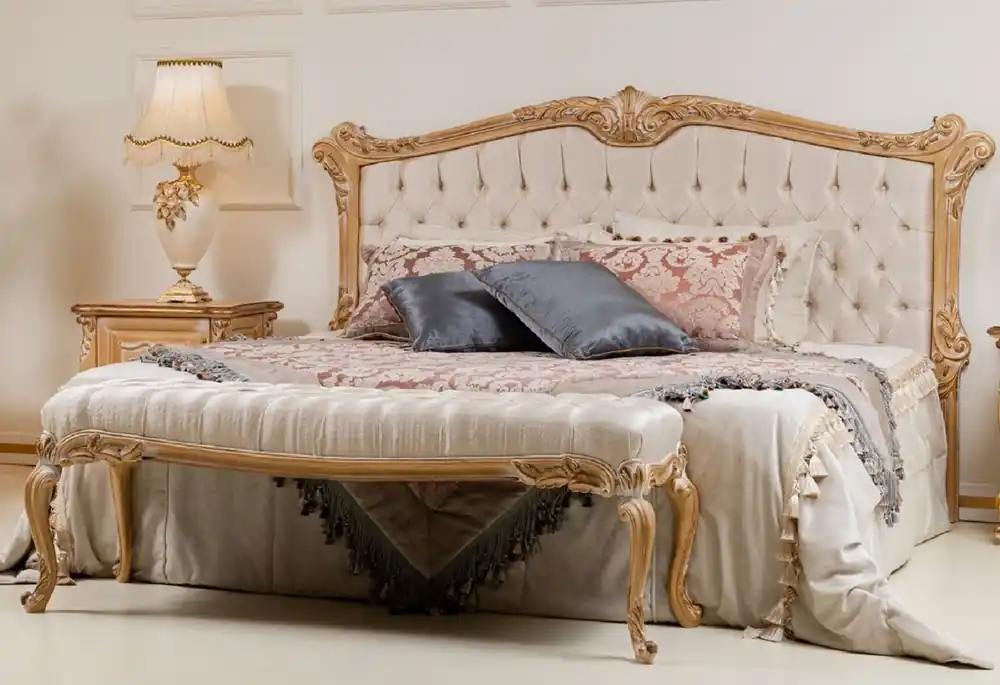 Casa Padrino cama doble barroco de lujo crema / oro - Cama noble de madera maciza con cabecera - Magnífica muebles de dormitorio de estilo barroco Aktuell