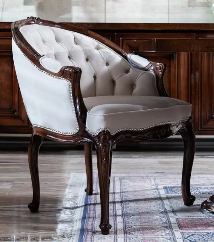 Casa Padrino silla de comedor barroco de lujo con reposabrazos blanco / marrón oscuro - Magnífica silla de madera maciza barroco - Muebles de comedor barrocos Jetzt Kaufen