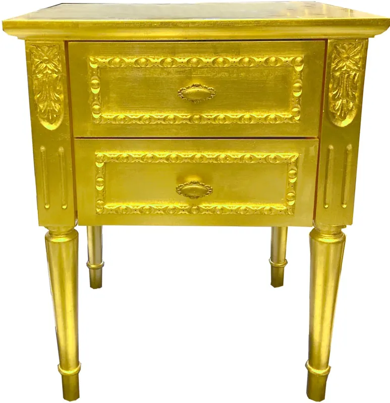 Preis Gesenkt Casa Padrino mesita de noche oro - Mesita de noche de madera maciza - Mesita de noche con 3 cajones - Muebles barrocos hechos a mano