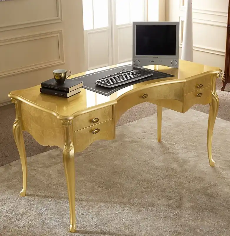 Casa Padrino escritorio barroco de lujo oro / negro - Mesa de oficina de madera maciza noble con 5 cajones - Muebles de oficina barrocos - Calidad de Lujo - Hecho en Italia Jetzt Kaufen