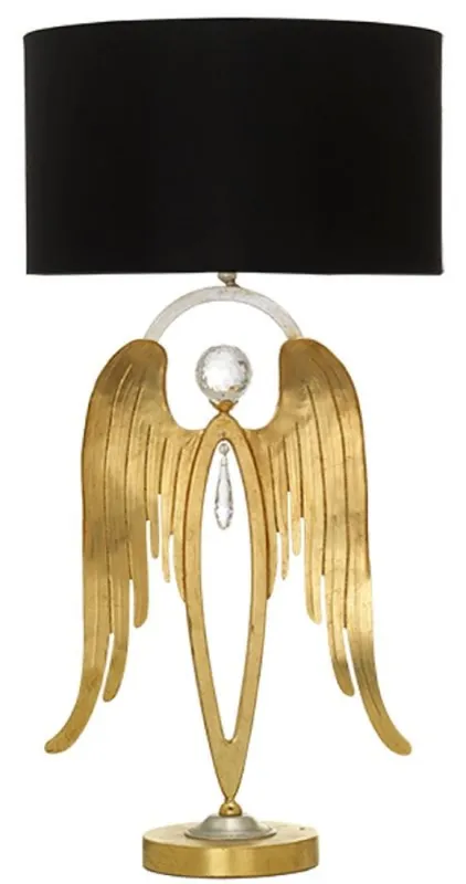 Rabatt Casa Padrino lámpara de mesa de lujo ángel oro / plata / negro Ø 28 x A. 56,5 cm - Lámpara de escritorio moderna con cristal de Swarovski noble - Calidad de Lujo - Hecho en Italia