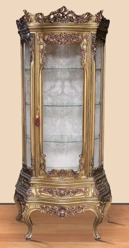 Casa Padrino vitrina barroco oro antiguo - Magnífica gabinete barroco con puerta de vidrio y cajón - Muebles de salón barrocos hechos a mano Angebot