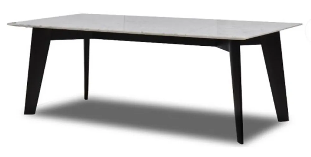 Markenprodukt Casa Padrino mesa de comedor de lujo blanco / negro 240 x 100 x A. 75 cm - Mesa de cocina moderna con tablero de mármol italiano Calacatta de alta calidad - Muebles de comedor de lujo