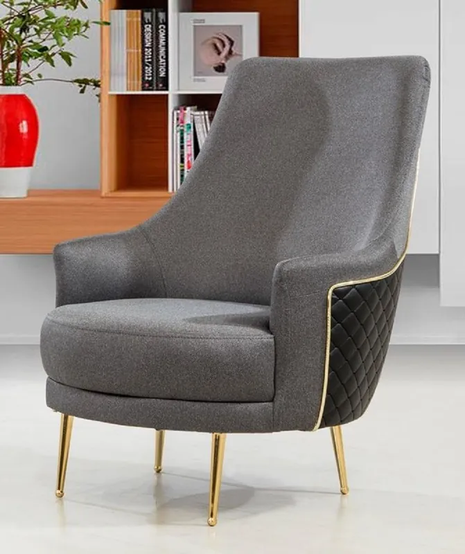 Casa Padrino sillón de lujo gris / negro / oro 75 x 90 x A. 95 cm - Sillón de salón moderno - Muebles de salón Knallerangebot