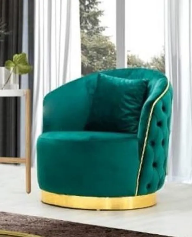 Beliebt Casa Padrino sillón Chesterfield de lujo verde / oro 90 x 95 x A. 75 cm - Sillón de salón moderno - Muebles de Salón Chesterfield