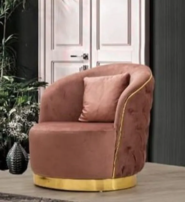 Preiswert Casa Padrino sillón Chesterfield de lujo rosa / oro 90 x 95 x A. 75 cm - Sillón de salón moderno - Muebles de Salón Chesterfield