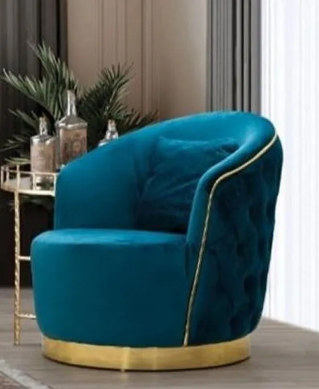 Begrenztes Angebot Casa Padrino sillón Chesterfield de lujo turquesa / oro 90 x 95 x A. 75 cm - Sillón de salón moderno - Muebles de Salón Chesterfield