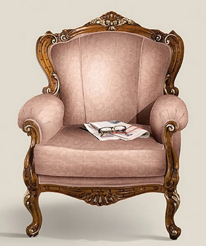 Casa Padrino sillón barroco de lujo rosa / marrón / oro - Sillón de salón de caoba hecho a mano - Muebles de salón barrocos - Calidad de Lujo - Hecho en Italia Angebot