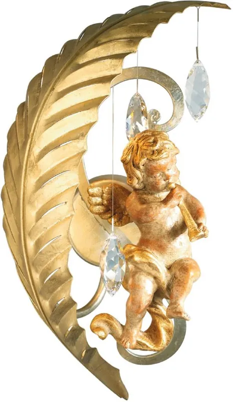 Casa Padrino lámpara de pared LED Art Nouveau de lujo ángel oro 18 x 17 x A. 35 cm - Elegante aplique de metal con cristal Swarovski - Apliques Barrocos y Art Nouveau Direktkauf