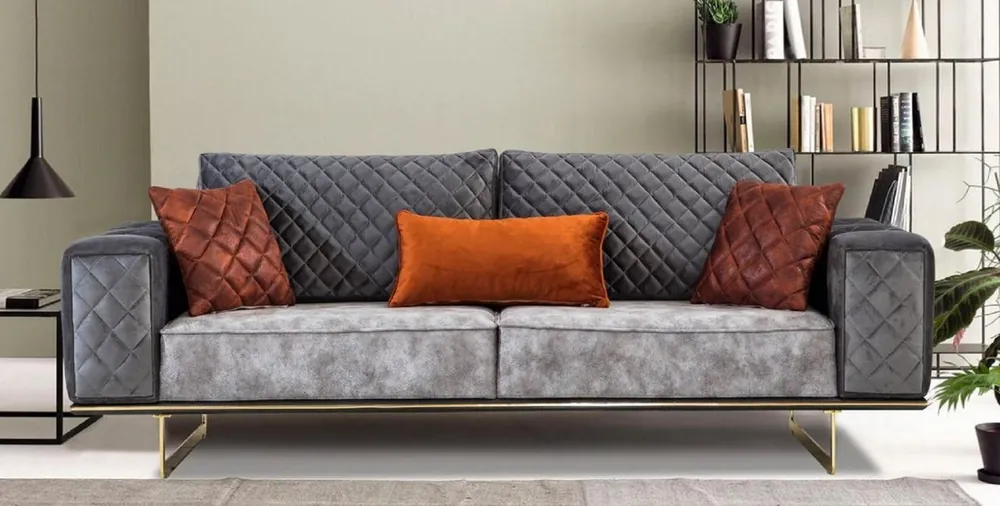 Casa Padrino sofá cama de lujo gris / oro 230 x 91 x A. 80 cm - Sofá de salón moderno - Muebles de Salón Rabatt