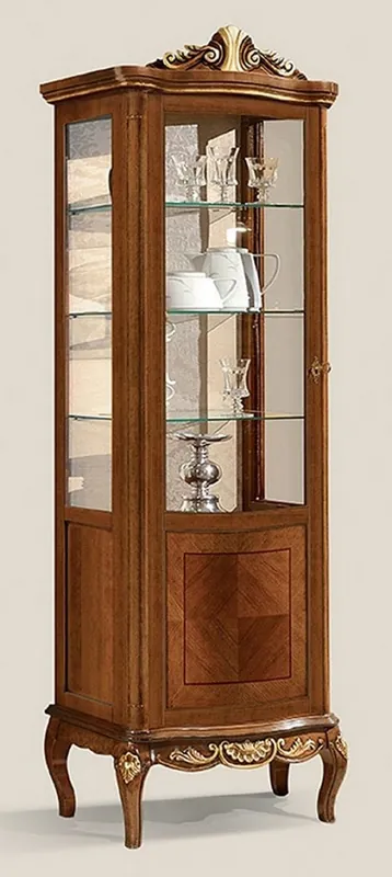 Top-Preis Casa Padrino vitrina barroco de lujo marrón / oro - Magnífica vitrina barroco con puerta de vidrio y 3 estantes de vidrio - Muebles Barrocos - Calidad de Lujo - Hecho en Italia