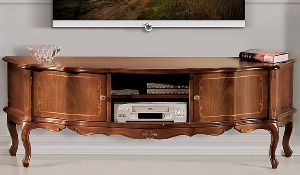 Casa Padrino gabinete de TV barroco de lujo marrón - Aparador de madera maciza hecho a mano con 2 puertas - Muebles de salón barrocos - Calidad de Lujo - Hecho en Italia Neuheit