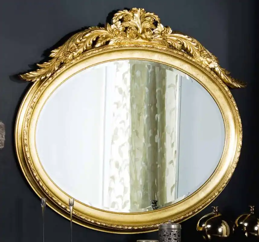 Casa Padrino espejo barroco de lujo oro - Espejo de pared ovalado en estilo barroco - Muebles Barrocos - Calidad de Lujo - Hecho en Italia Must-Have