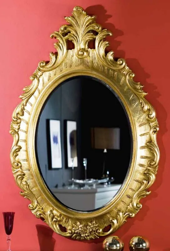 Angebot Casa Padrino espejo barroco de lujo oro - Espejo de pared ovalado en estilo barroco - Espejo barroco de salón - Espejo de armario barroco - Muebles Barrocos