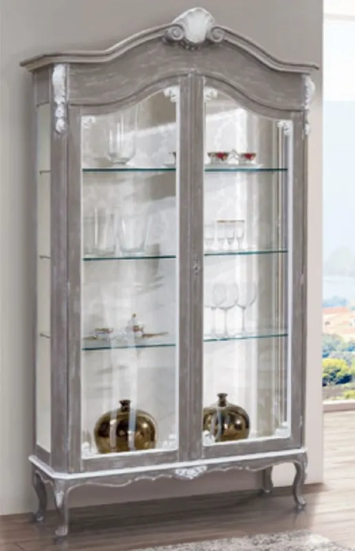 Kracherpreis Casa Padrino vitrina barroco de lujo gris / blanco - Magnífica vitrina barroco con 2 puertas de vidrio - Muebles Barrocos - Calidad de Lujo - Hecho en Italia