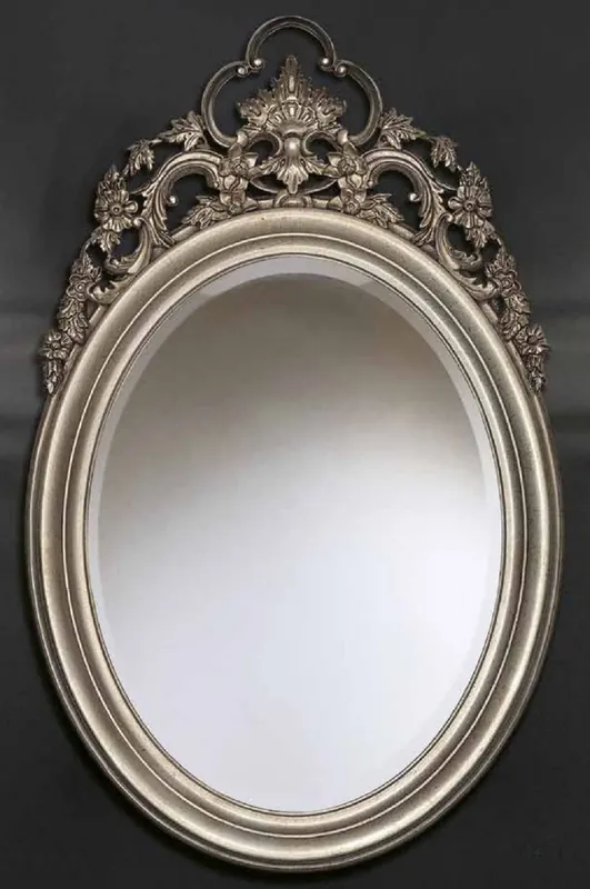 Casa Padrino espejo de pared barroco de lujo plata - Espejo ovalado en estilo barroco - Espejo barroco de salón - Espejo de armario barroco - Muebles Barrocos - Calidad de lujo - Hecho en Italia Neue Kollektion