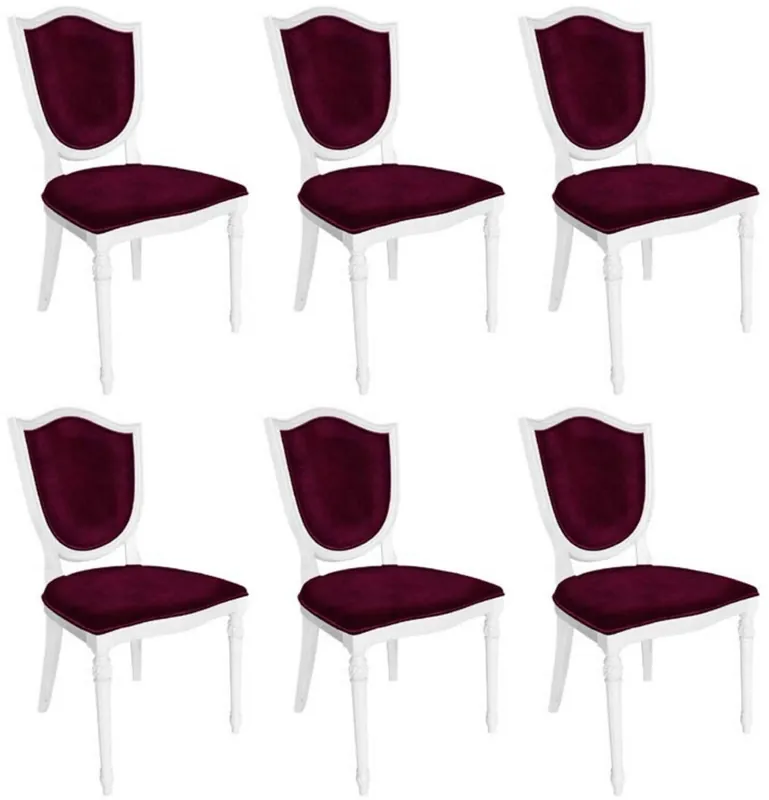 Casa Padrino conjunto de sillas de comedor Art Déco púrpura / blanco - 6 sillas de cocina Art Déco hechas a mano - Muebles de comedor Art Déco Sichere Zahlung