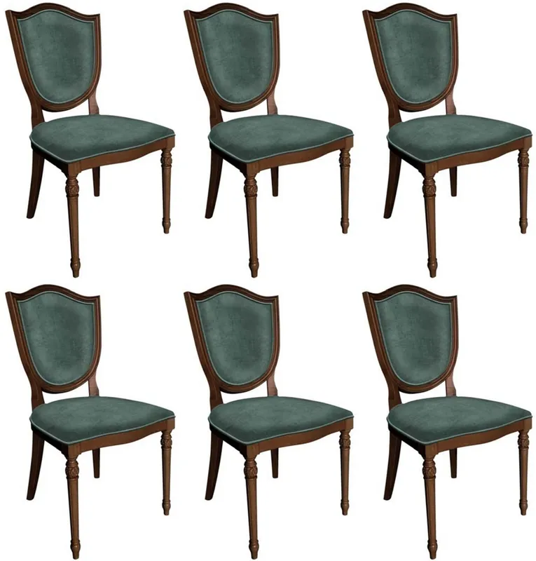 Casa Padrino conjunto de sillas de comedor Art Déco verde / marrón - 6 sillas de cocina Art Déco hechas a mano - Muebles de comedor Art Déco Sofort Bestellen