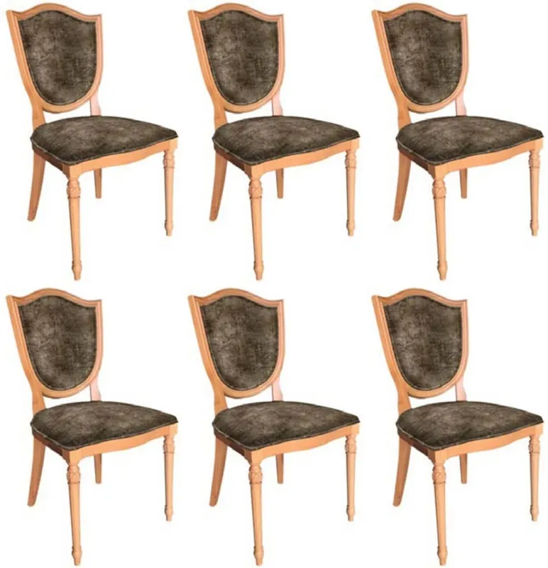 Casa Padrino conjunto de sillas de comedor Art Déco gris / natural - 6 sillas de cocina Art Déco hechas a mano - Muebles de comedor Art Déco Highlight