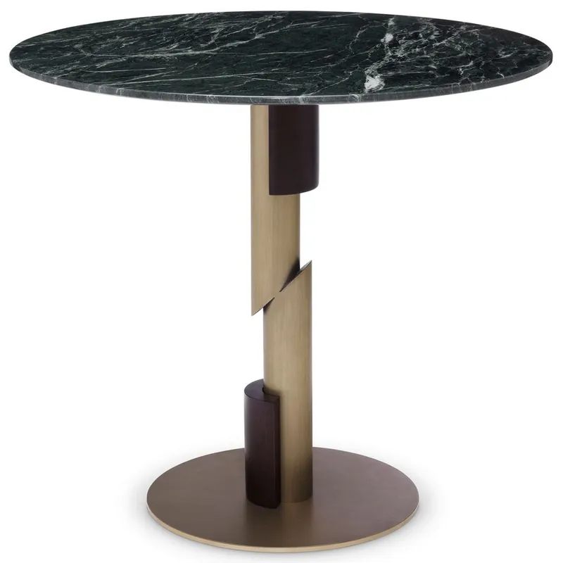 Kracherpreis Casa Padrino mesa de comedor de lujo verde / latón / marrón oscuro Ø 85 x A. 76 cm - Mesa de comedor redonda con tapa de mármol - Muebles de Comedor - Calidad de Lujo