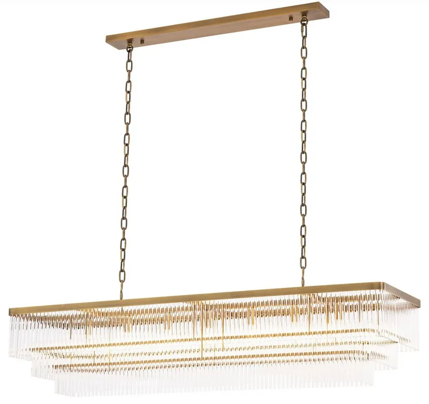 Casa Padrino araña de luces de lujo latón antiguo 140 x 40 x A.33 cm - Lámpara de Araña Rectangular para Hotel y Restaurante - Colección de Lujo Preisreduziert