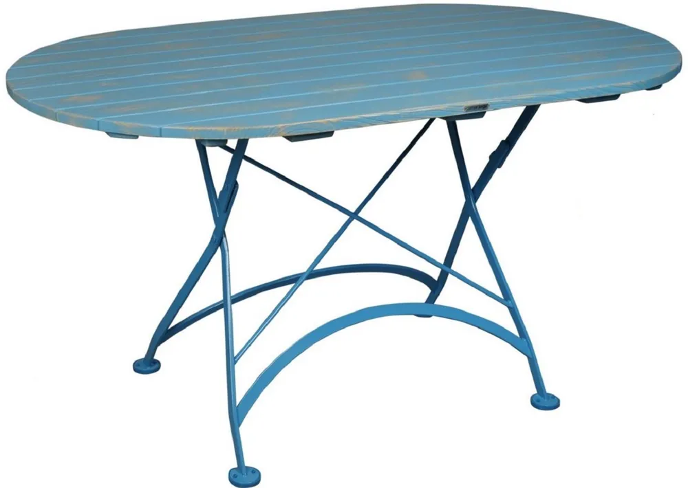 Highlight Casa Padrino Mesa de Jardín Art Nouveau Azul Claro - Diferentes Tamaños - Mesa de Comedor de Jardín Plegable Ovalada - Muebles de Jardín y Terraza