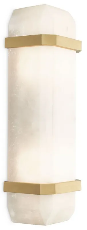Casa Padrino lámpara de pared de lujo alabastro / latón antiguo 13 x 11 x A. 42 cm - Elegante lámpara de pared con pantalla de alabastro - Luces de Lujo Rabatt