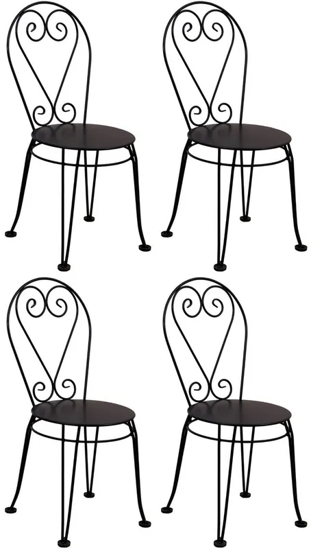 Casa Padrino conjunto de 4 sillas de jardín Art Nouveau negro 40 x 40 x A. 92 cm - Elegantes sillas de hierro forjado - Muebles de Jardín y Catering Jetzt Bestellen