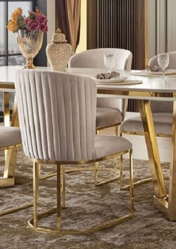 Casa Padrino conjunto de sillas de comedor de lujo de 6 gris / oro 66 x 52 x A. 90 cm - Muebles de Comedor y Restaurante de Lujo Begrenztes Angebot