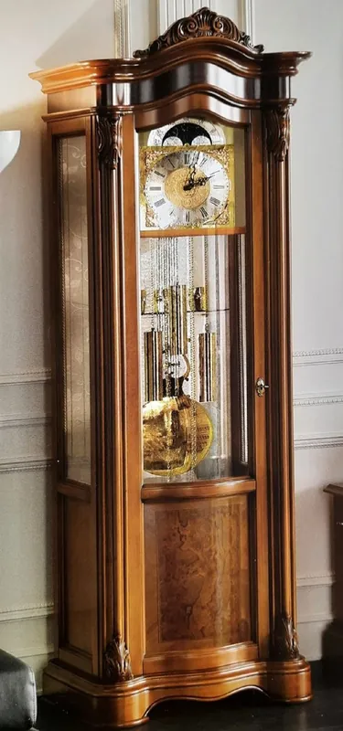 Neuheit Casa Padrino reloj de abuelo barroco de lujo marrón - Magnífico reloj de péndulo de madera maciza de estilo barroco - Muebles barrocos de salón y hotel - Calidad de Lujo - Hecho en Italia