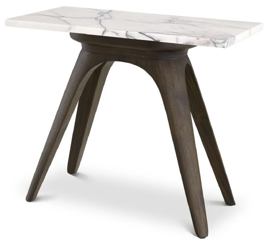 Neuheit Casa Padrino mesa auxiliar de lujo moca / blanco-lila 60 x 30 x A. 51 cm - Mesa rectangular de caoba con tapa de mármol - Muebles de salón - Muebles de Lujo