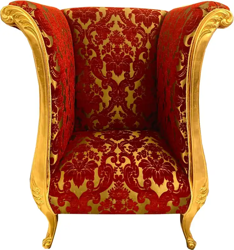 Pompöös extravagante de Casa Padrino sillón de diseño de lujo de Harald Glööckler patrón de ramo rojo burdeos / oro - Sillón Barroco Neu Im Sortiment