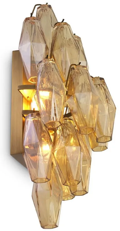 Sale Casa Padrino lámpara de pared de lujo ámbar / latón antiguo 31 x 19 x A. 50 cm - Lámpara de Pared Elegante para Hotel y Restaurante - Colección de Lujo