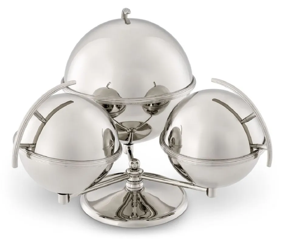 Super-Preis Casa Padrino conjunto de 3 tazones de servir de lujo con soporte plata 35,5 x 32,5 x A. 23,5 - Tazones de latón con tapa deslizante - Accesorios de Hotel y Restaurante de Lujo - Colección de Lujo