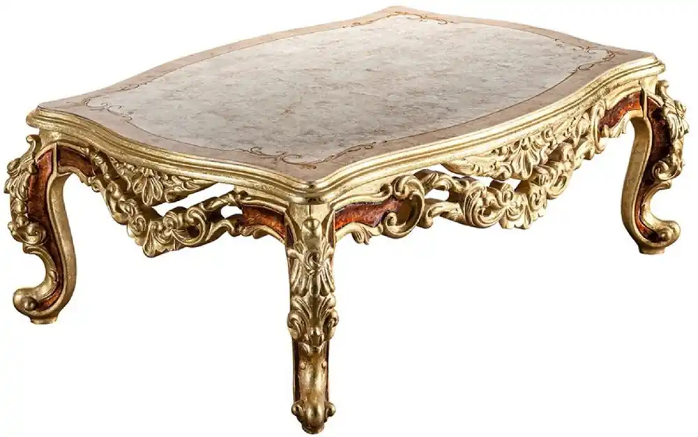 Beliebt Casa Padrino mesa de centro barroco de lujo beige / crema / oro / marrón - Magnífica mesa de salón de madera maciza en estilo barroco - Magníficos muebles barrocos