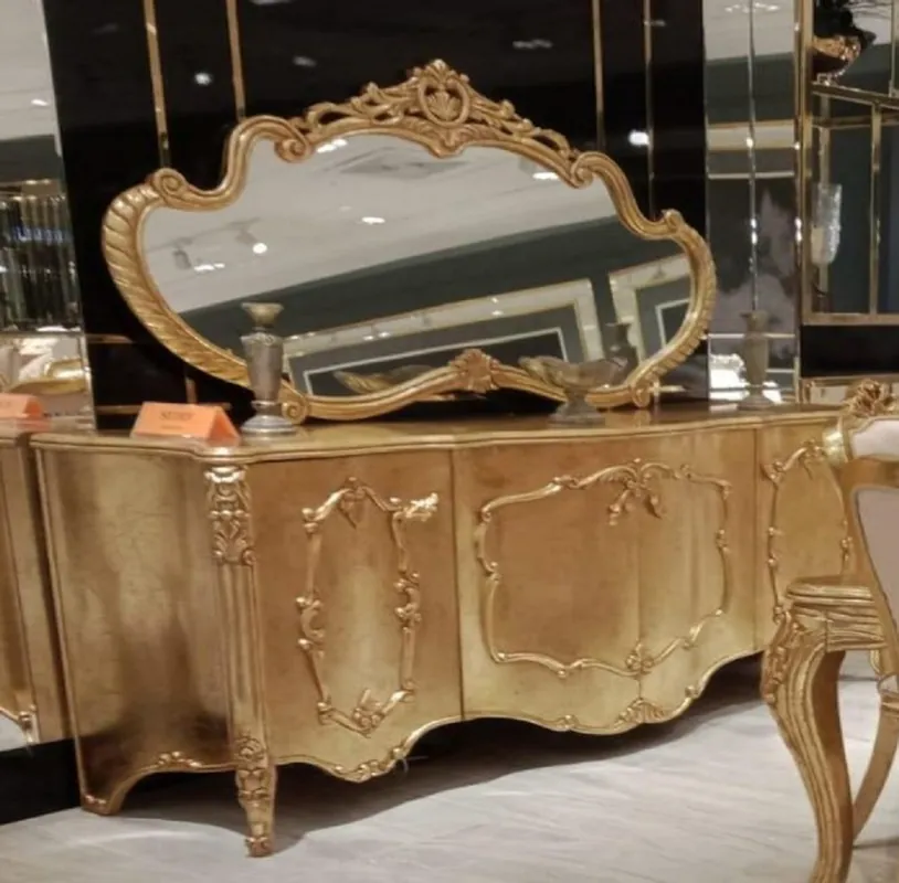 Online Kaufen Casa Padrino conjunto de muebles barrocos de lujo oro - 1 Aparador Barroco con 4 Puertas y 1 Espejo de Pared Barroco - Magníficos Muebles Barrocos