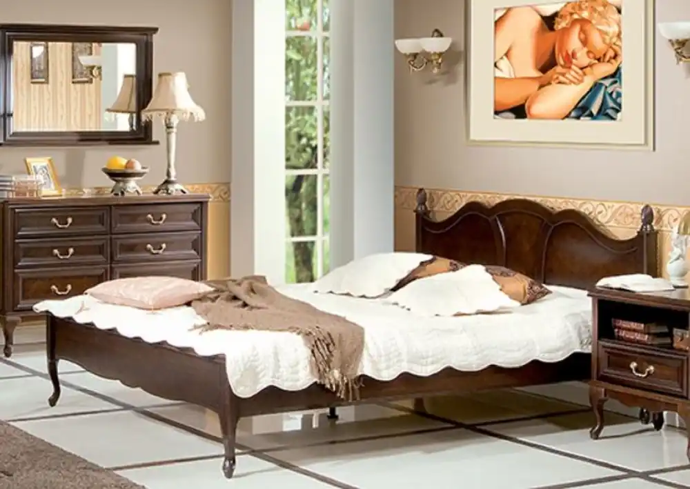 Casa Padrino cama doble Art Nouveau de lujo marron oscuro 194 x 214,2 x A. 107,5 cm - Elegante cama de madera maciza - Muebles de Dormitorio de Estilo Barroco y Art Nouveau Preiswert