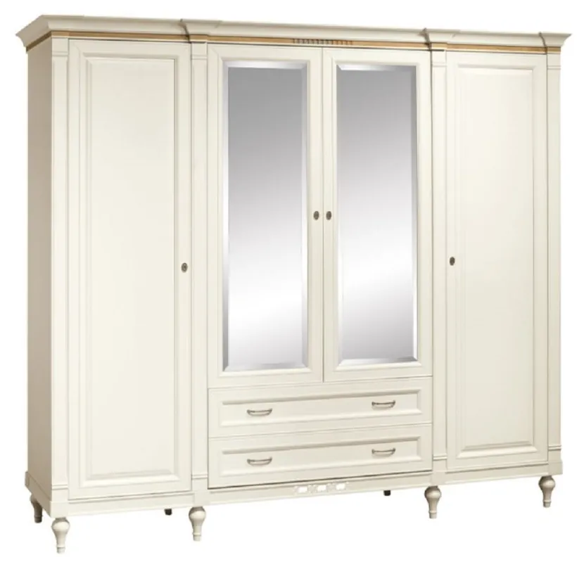 Preis Gesenkt Casa Padrino armario de dormitorio Art Nouveau de lujo crema 238 x 64,7 x A. 210,6 cm - Armario de madera maciza con 4 puertas y 2 cajones - Muebles de Dormitorio Barroco y Art Nouveau