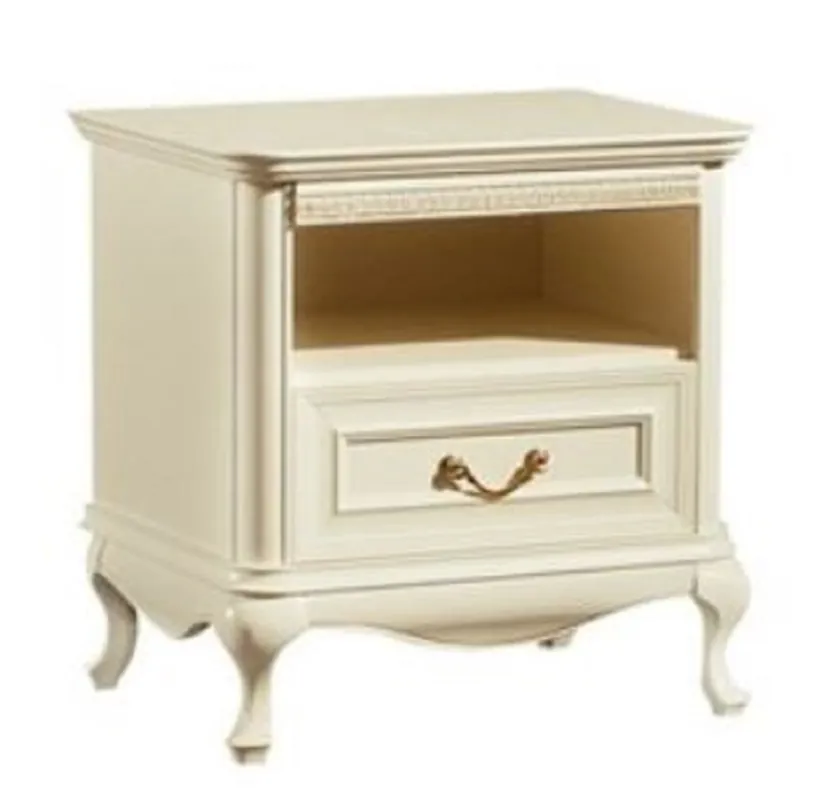 Casa Padrino mesita de noche Art Nouveau de lujo crema 60 x 45,6 x A. 60,8 cm - Mesita de noche elegante de madera maciza con cajón - Muebles de Dormitorio Barroco y Art Nouveau Neu Im Sortiment