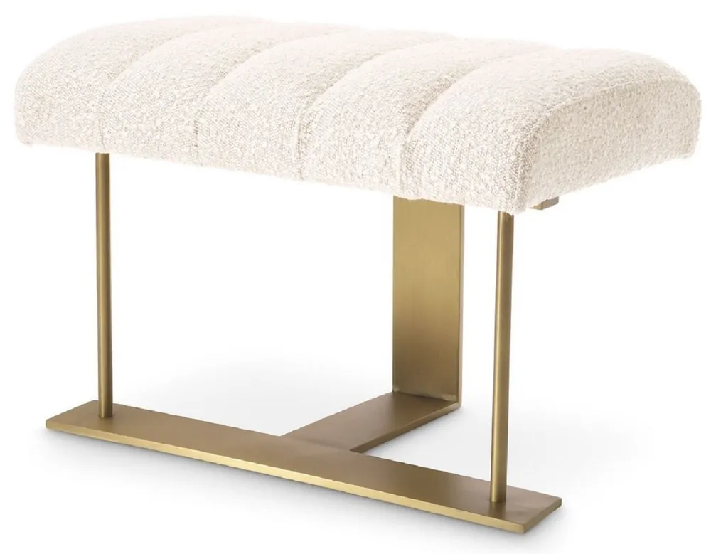 Casa Padrino taburete de lujo crema / latón 62 x 46 x A. 45 cm - Taburete tapizado con estructura de acero inoxidable - Muebles de Salón y Hotel de Lujo - Calidad de Lujo Solange Der Vorrat Reicht