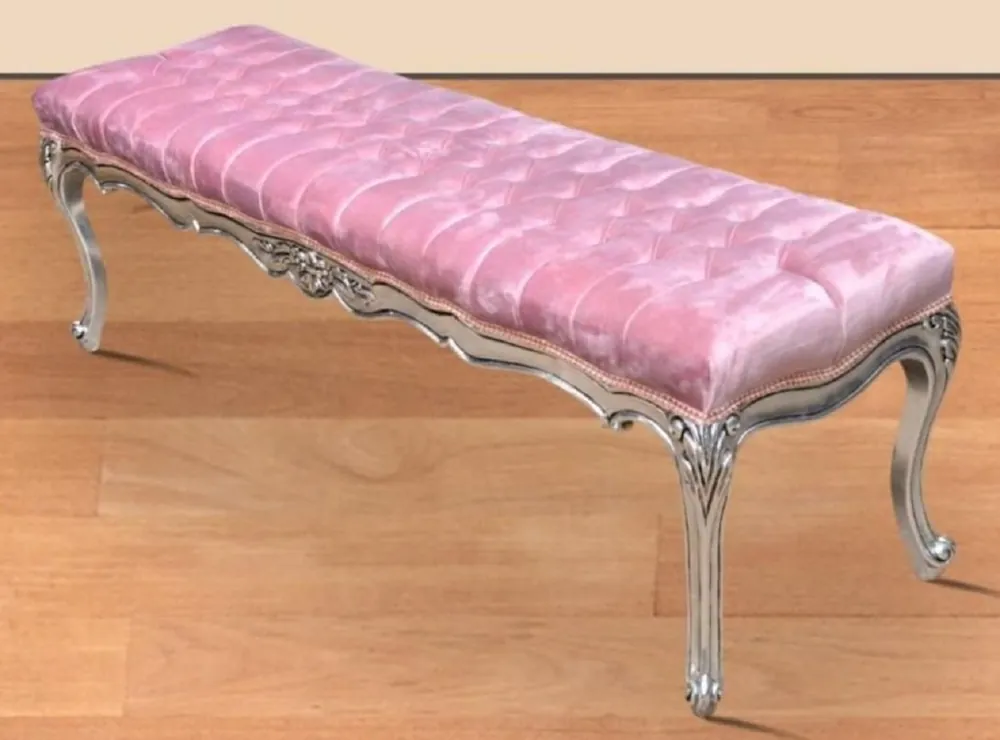 Angebot Casa Padrino banco barroco rosa / plata - Banco de estilo antiguo hecho a mano - Magnífico mobiliario barroco