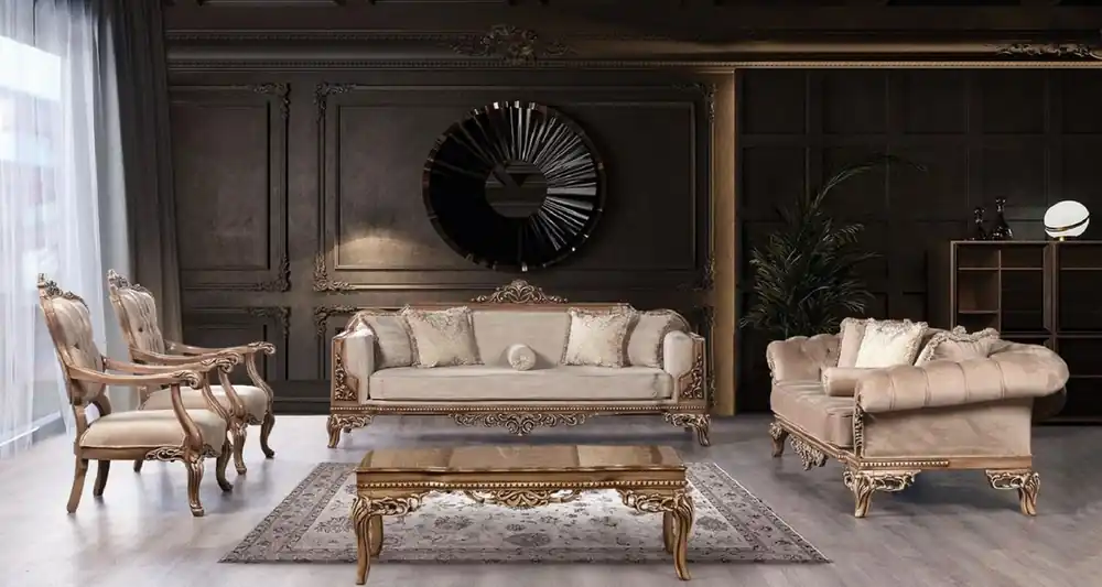 Sonderangebot Casa Padrino conjunto de sala de estar barroco de lujo gris / marrón - 2 Sofás Barrocos y 2 Sillones Barrocos y 1 Mesa de Centro Barroco - Muebles Salón y Hotel Barroco - Noble y Magnífico