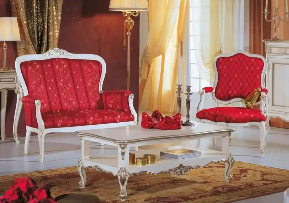 Casa Padrino conjunto de sala de estar barroco de lujo rojo / blanco / plata - 2 Sofás Barrocos y 2 Sillones Barrocos y 1 Mesa de Centro Barroco - Muebles Salón y Hotel Barroco - Hecho en Italia Jetzt Kaufen