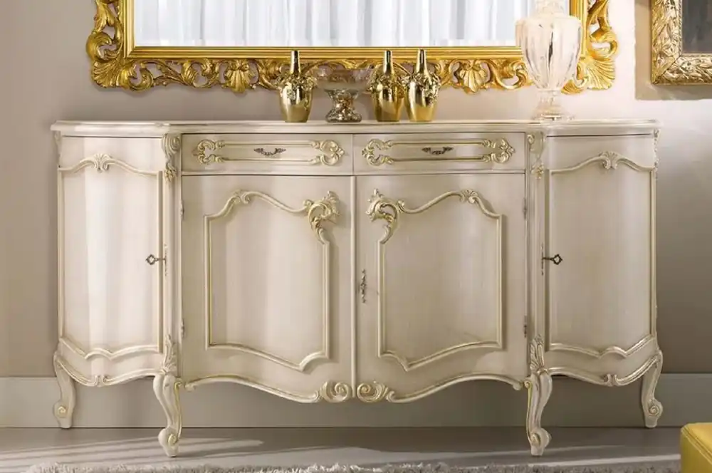 Neue Ware Casa Padrino aparador barroco de lujo crema / oro - Armario de madera maciza noble con 4 puertas y 2 cajones - Muebles Barrocos - Calidad de Lujo - Hecho en Italia