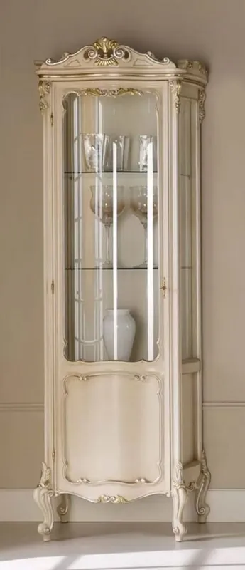Casa Padrino vitrina barroco de lujo crema / plata / oro - Vitrina de madera maciza hecha a mano con puerta - Magníficos muebles barrocos - Calidad de Lujo - Hecho en Italia Bestpreis